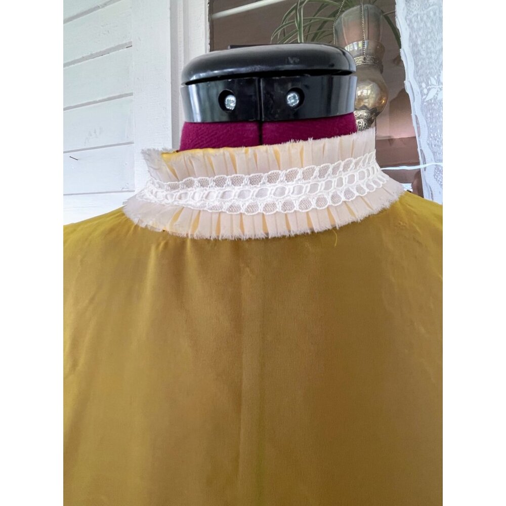 Vintage 1970s Mustard Yellow Sheer Nylon Maxi Dress Size M - Picture 16 of 16